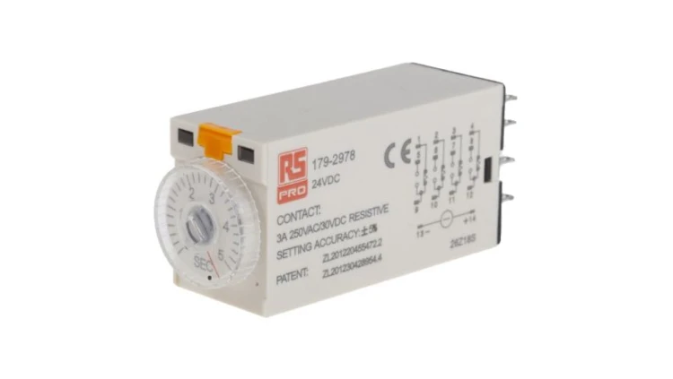 Przekaźnik czasowy zwłoczny jednofunkcyjny 0.2 → 5s 4PDT 4-stykowy 4PDT 24V dc