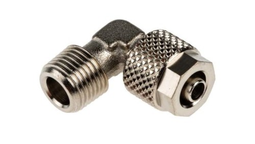 Złącze kątowe gwint R 1/8 męskie, Wciskane 6 mm RS PRO