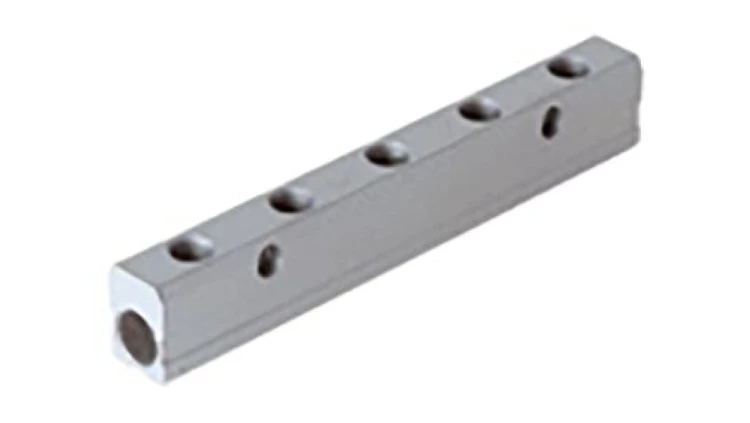 Mocowanie rozdzielacza rura – rura 75 bar wloty: 2 wyloty: 6 Aluminium wlot: Złącze 1/4 cala żeńskie wylot: 3/8 176-1104 /5szt./