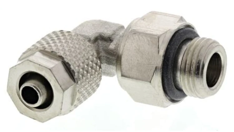 Złącze kątowe gwint G 1/8 męskie, Wciskane 6 mm RS PRO