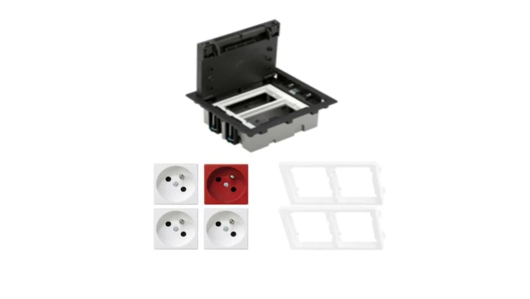 KONTAKT SIMON FLOOR BOX puszka podłogowa 3x gniazdo pojedyncze z/u + 1x gniazdo DATA z/u do podłóg technicznych ( podniesionych