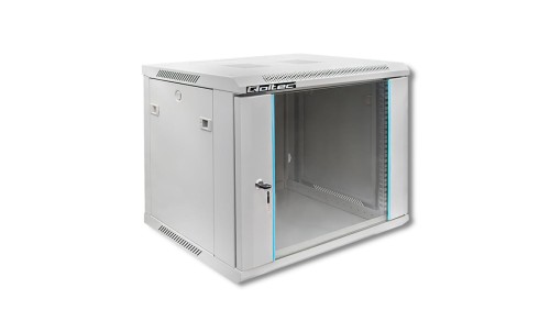 Qoltec Szafa RACK 19 9U 600 x 500 x 450 Hartowane drzwi Wisząca Stalowa obudowa Zamek Szara