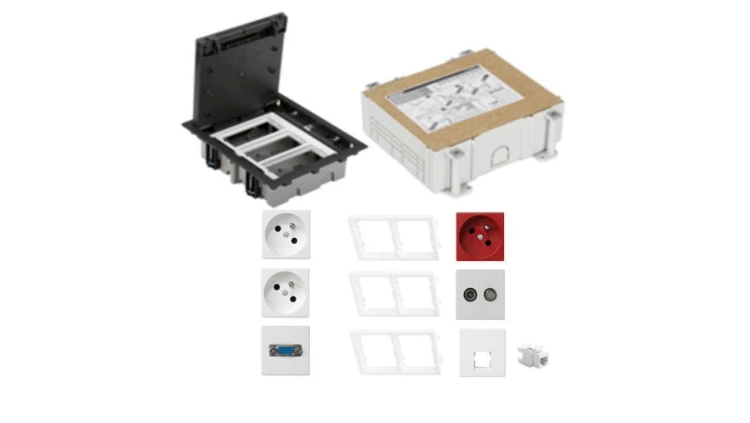 KONTAKT SIMON FLOOR BOX puszka podłogowa 2x gniazdo z/u + 1x gniazdo DATA +1x RTV-SAT+ 1x gniazdo RJ45 kat.6 + gniazdo VGA + kas