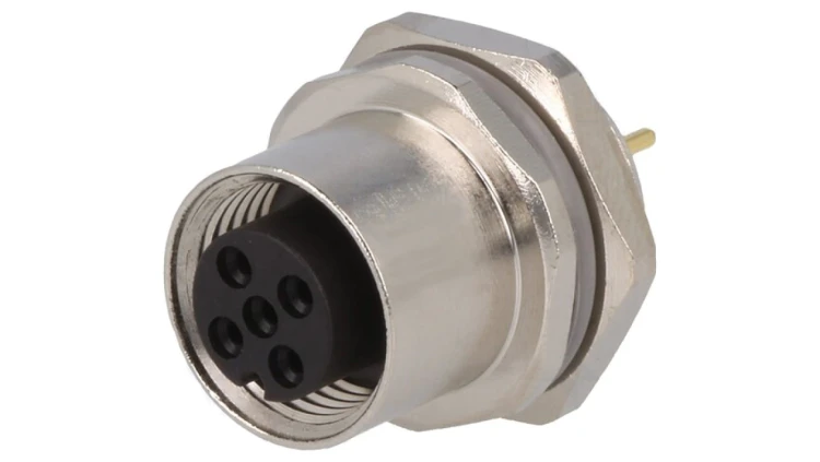 Złącze okrągłe M12 żeńskie proste montaż THT 3pin 250V T4143012031-000