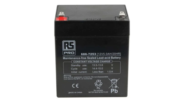 Akumulator kwasowo-ołowiowy, AGM, 5Ah, 12V, RS PRO