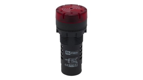 Lampka kontrolna w komplecie z sygnalizatorem akustycznym, Ø 22mm, IP30, RS PRO
