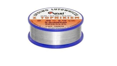 Cyna lutownicza spoiwo lutownicze topnikiem 1mm 100g SN60PB40