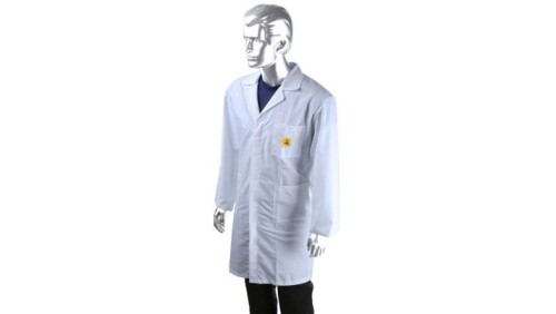 Fartuch laboratoryjny, Unisex, Biały, rozmiar: XL, Antyelektrostatyczny, Przycisk, Bawełna, poliester, 3, Wielorazowe
