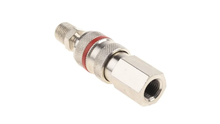 Szybkozłączka pneumatyczna, materiał Mosiądz, złącze G 1/4 żeńskie, R 1/4 męskie, RS PRO PLC 60, Rectus 19