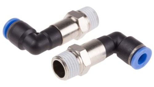 Złącze kątowe gwint R 1/4 męskie, Wciskane 6 mm RS PRO