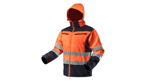 Kurtka robocza ostrzegawcza softshell z kapturem, pomarańczowa, rozmiar XL 81-701-XL