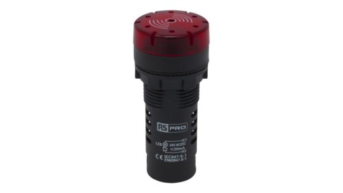 Lampka kontrolna w komplecie z sygnalizatorem akustycznym, Ø 22mm, IP30, RS PRO