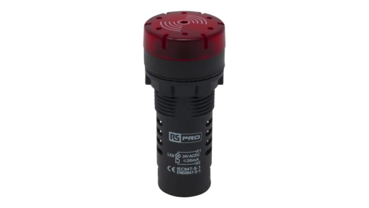 Lampka kontrolna w komplecie z sygnalizatorem akustycznym, Ø 22mm, IP30, RS PRO