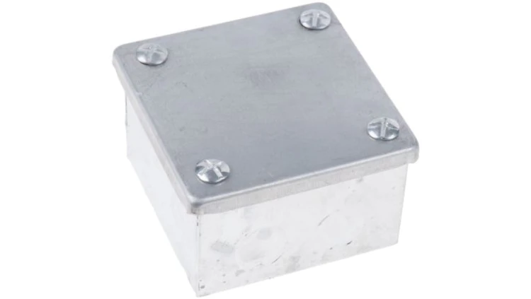 Puszka zaciskowa, Stal Galwanizowany 8 Knockouts 75mm x 75 mm x 50mm 20/25mm Knockout Size RS PRO
