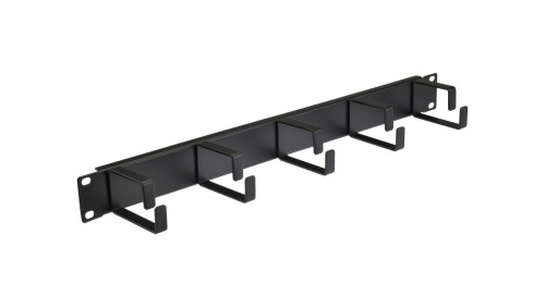Organizator kabli RACK 19 1U metalowy czarny NEKU z metalowymi uchwytami