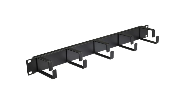 Organizator kabli RACK 19 1U metalowy czarny NEKU z metalowymi uchwytami