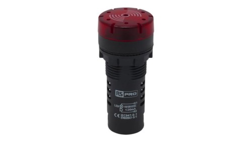 Lampka kontrolna w komplecie z sygnalizatorem akustycznym, Ø 22mm, IP30, RS PRO