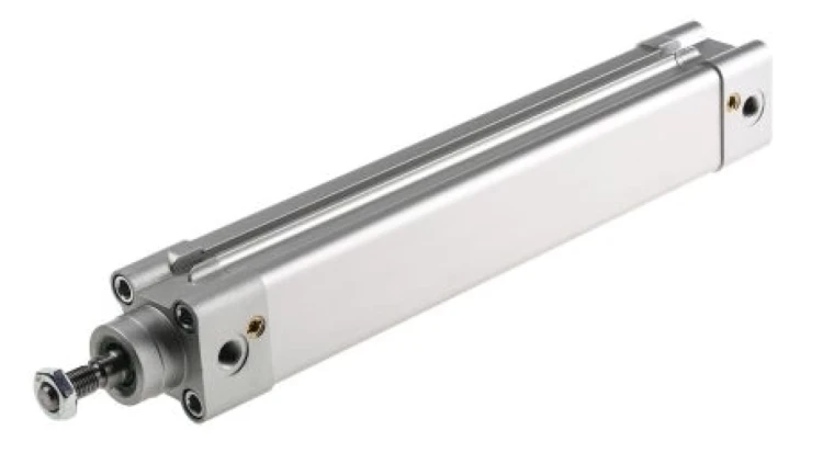 Siłownik profilowy, dwustronnego działania, CDEM Ø 32mm, skok 200mm, z amortyzacją elastyczną, RS PRO