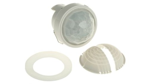 Detektor ruchu PIR o wysokiej czułości, 230 V AC, zasięg 40 m, montaż Sufit, Ø 88mm, Certyfikat CE, EMC-2004/108/WE,
