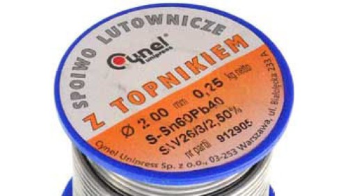 Cyna lutownicza spoiwo lutownicze topnikiem 2mm 250g SN60PB40