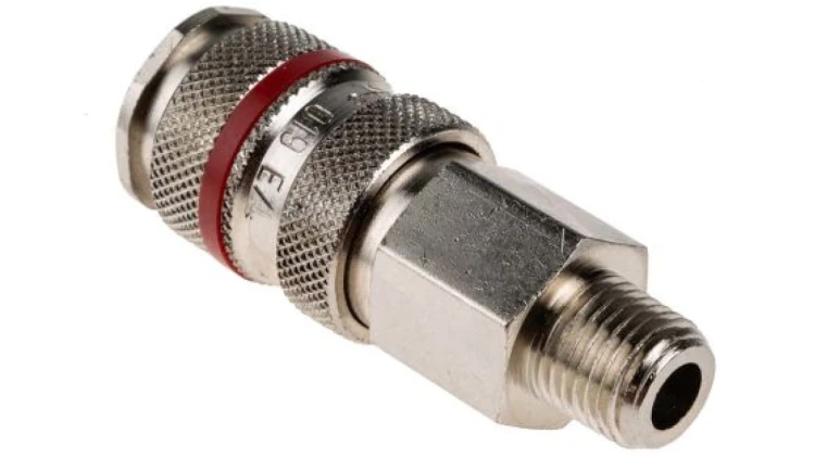 Szybkozłączka pneumatyczna, materiał Mosiądz, złącze R 1/4 męskie, RS PRO PLC 60, Rectus 19