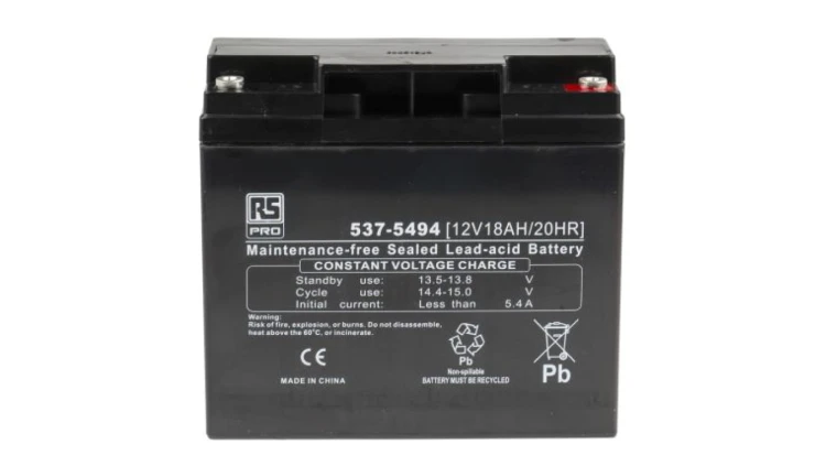 Akumulator kwasowo-ołowiowy, AGM, 18Ah, 12V, RS PRO
