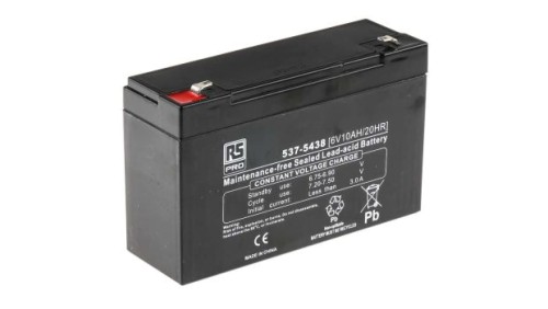 Akumulator kwasowo-ołowiowy, AGM, 10Ah, 6V, RS PRO