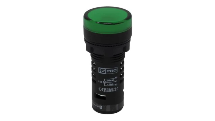 Lampka kontrolna w komplecie z układem testowym, Ø 22mm, IP65, RS PRO