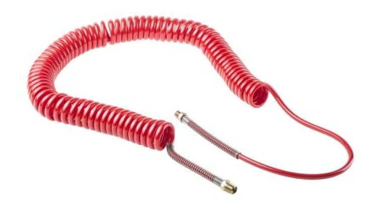 Przewód pneumatyczny spiralny 6m Czerwony, PUR, BSPT 1/4i148 męskie RS PRO