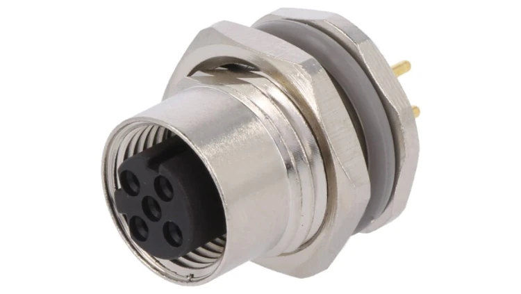 Złącze okrągłe M12 żeńskie proste montaż THT 4pin 250V T4141512041-000