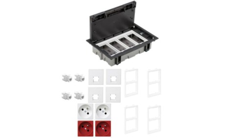 KONTAKT SIMON FLOOR BOX puszka podłogowa 2x gniazdo z/u + 2x DATA + 4x gniazdo RJ45 kat. 6 nieekranowane do podłóg technicznych