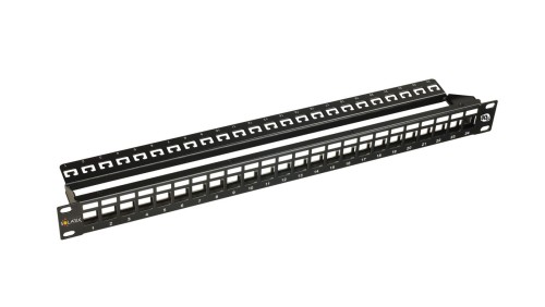 10G modularny nieobłozony patch panel Solarix 24 porty STP czarny 1U SX24M-0-STP-BK