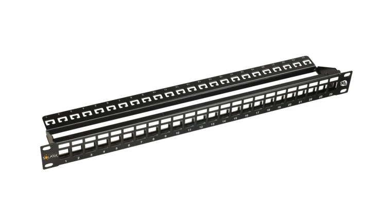 10G modularny nieobłozony patch panel Solarix 24 porty STP czarny 1U SX24M-0-STP-BK