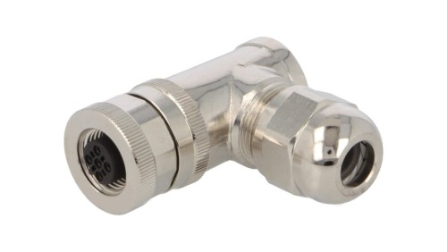 Złącze okrągłe M12 żeńskie kątowe ekranowane 5pin 60V PG9 T4112412051-000
