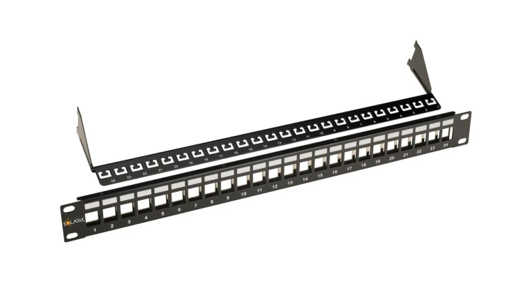 Modularny nieobłożony patch panel Solarix 24 porty czarny 1U SX24M-0-STP-BK-UNI
