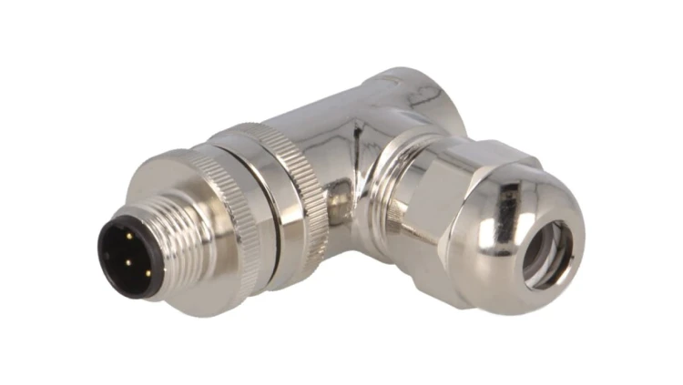 Złącze okrągłe M12 męskie kątowe ekranowane 4pin 250V PG9 T4113512041-000