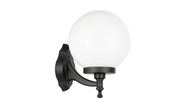 Kinkiet zewnętrzny Kule Classic K 3012/1/K 250 OP, E27 max 60W, kolor czarny, klosz biały 0438621
