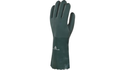 Rękawica z PVC na wkładzie z bawełnianego dżerseju podwójnie zamaczana. dł. 35 cm kolor zielony rozmiar 9 MAIN PVCGRIP35VE09