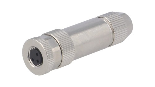 Złącze okrągłe M8 żeńskie proste ekranowane na zacisk 3pin 60V T4010019031-000