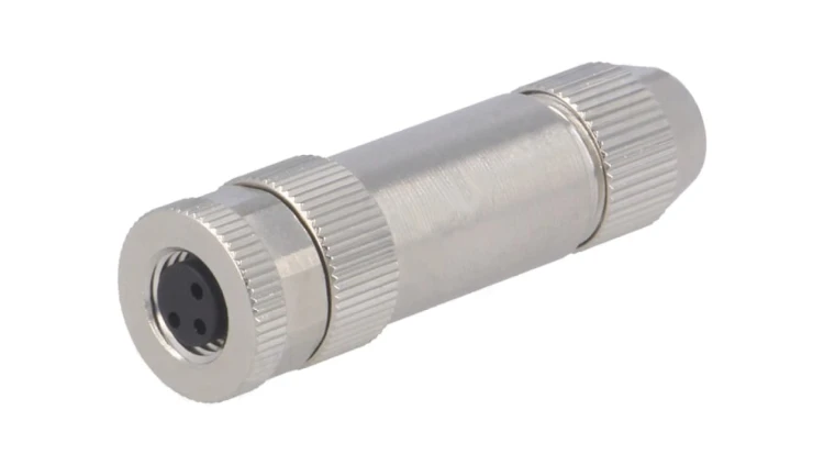 Złącze okrągłe M8 żeńskie proste ekranowane na zacisk 3pin 60V T4010019031-000
