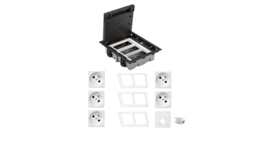 KONTAKT SIMON FLOOR BOX puszka podłogowa 5x gniazdo pojedyncze z/u + 1x gniazdo RJ45 kat. 6 nieekranowane do podłóg technicznych
