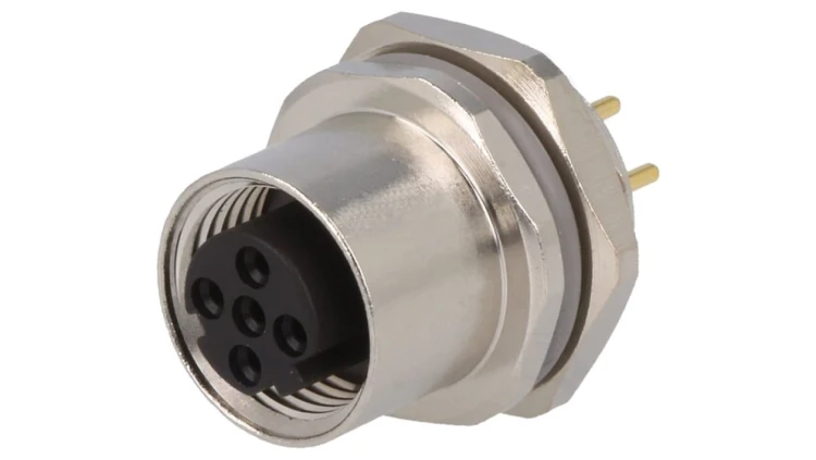 Złącze okrągłe M12 żeńskie proste montaż THT 4pin 250V T4143512041-000