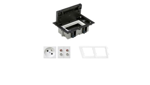 KONTAKT SIMON FLOOR BOX puszka podłogowa 1x gniazdo pojedyncze + 2x gniazdo głośnikowe do podłóg technicznych ( podniesionych )