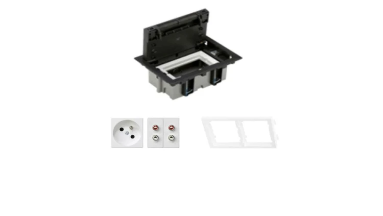 KONTAKT SIMON FLOOR BOX puszka podłogowa 1x gniazdo pojedyncze + 2x gniazdo głośnikowe do podłóg technicznych ( podniesionych )