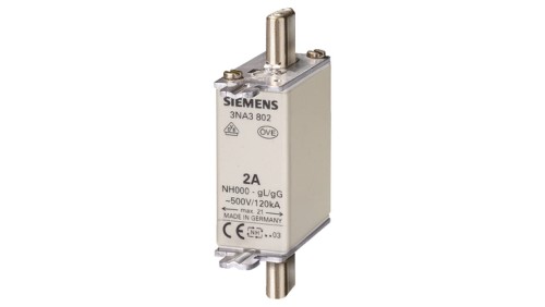 Wkładka topikowa NH000 10A gG 500V wersja standard zaczepy nieizolowane 3NA3803
