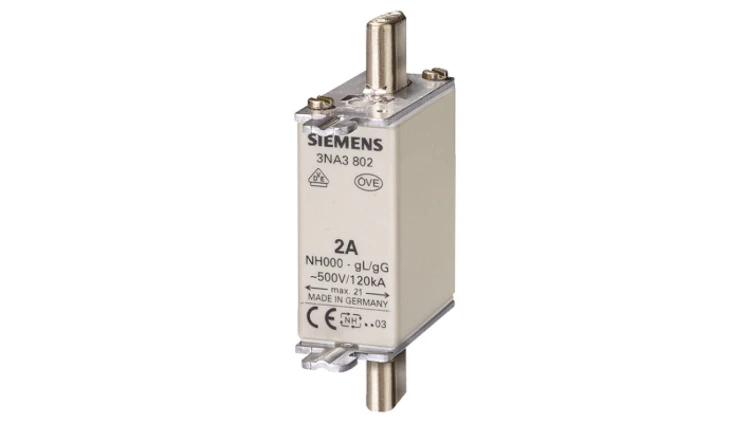 Wkładka topikowa NH000 10A gG 500V wersja standard zaczepy nieizolowane 3NA3803