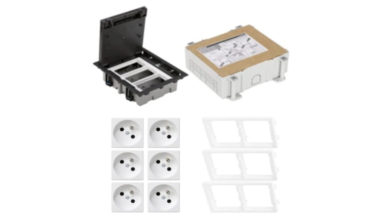 KONTAKT SIMON FLOOR BOX puszka podłogowa 6x gniazdo pojedyncze z/u + kaseta do wylewki
