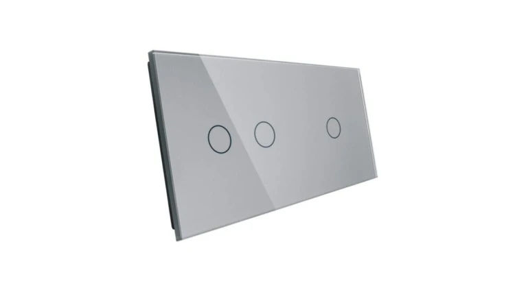 Livolo SREBRNY METALIZOWANY PANEL SZKLANY 1+2 7012-64