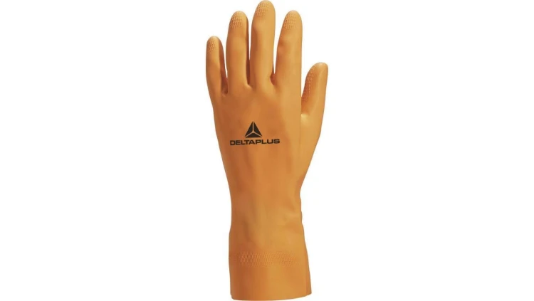 Rękawice z grubego lateksu flokowane dł. 30 cm gr. 1 mm kolor pomarańczowy rozmiar 10/11 MAIN VE450OR10