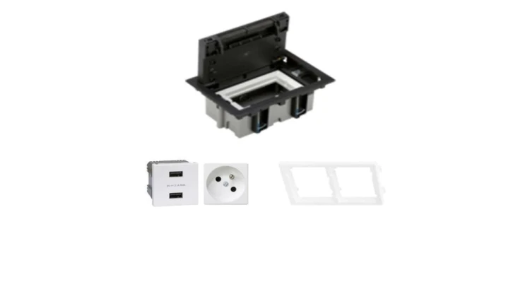 KONTAKT SIMON FLOOR BOX puszka podłogowa 1x gniazdo pojedyncze + 1x gniazdo USB ładowania podwójne do podłóg technicznych ( podn